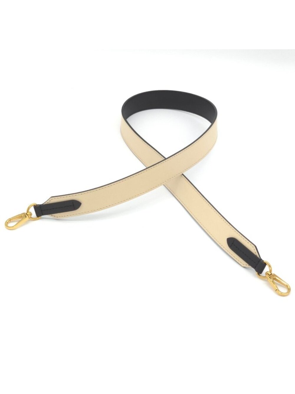 Louis Vuitton Leather Shoulder Strap Length 101 Bicolor Black Cream White Color